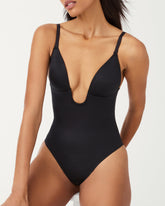 SPANXshapeâ„¢ Suit Your Fancy Plunge Low-Back Thong Bodysuit | Very Black